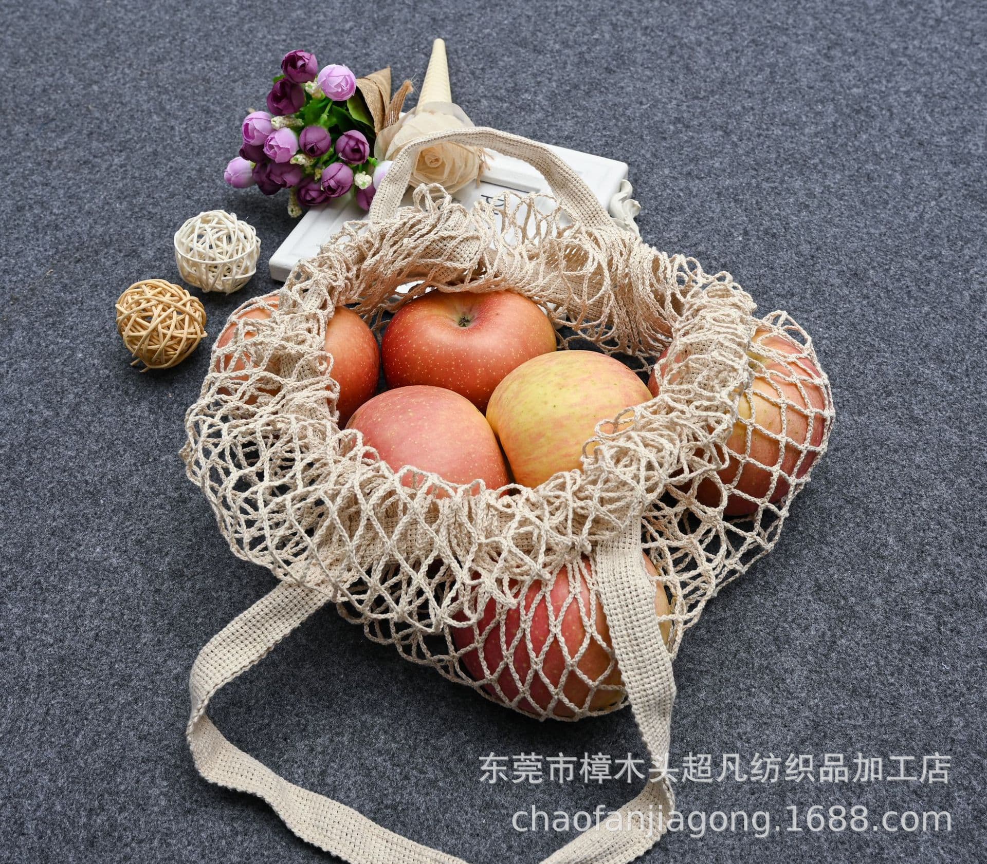 Pure Cotton Long Mesh Fruit Bag, Medium Mesh Cotton Bag, Supermarket Shopping Cotton Mesh Bag, Bulk Sale