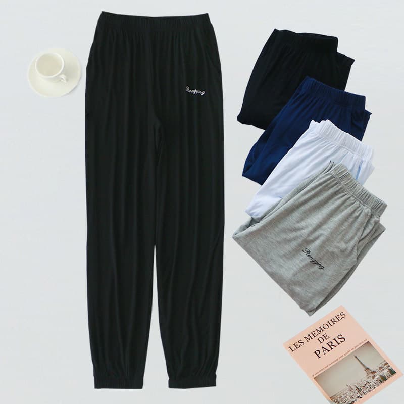 Men's Mosquito-Repellent Pants, Thin Modal Harem Long Pants, Summer Ice Silk Sports Pants, Wearable Outside, Loose Fit