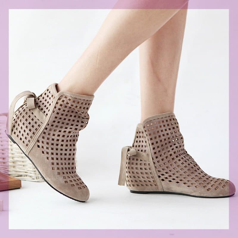 New Style Women's Hollow Boots with Inner Heightening, Short Boots, Mesh Boots, Casual Cool Boots for Women