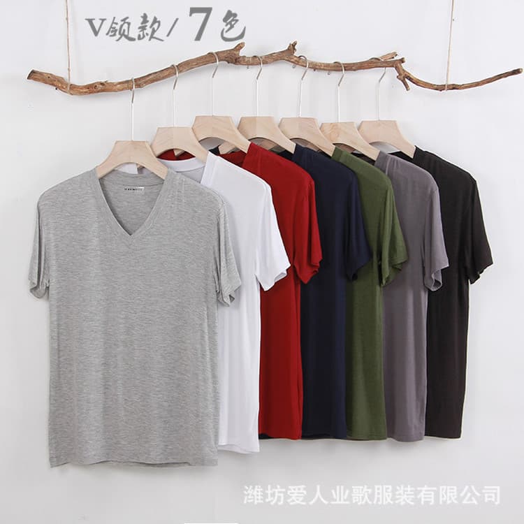 Men's Summer Short Sleeve Modal Home T-Shirt, Loose Thin Stretch Casual Air-Conditioning Top, Single Piece, Outer Wear