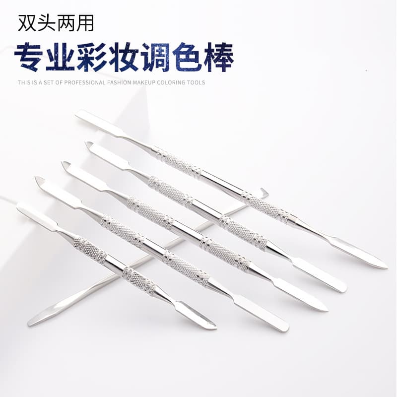 Stainless steel palette stick for makeup artists, double-ended foundation palette knife, embossing stick multi-purpose tool knife in stock