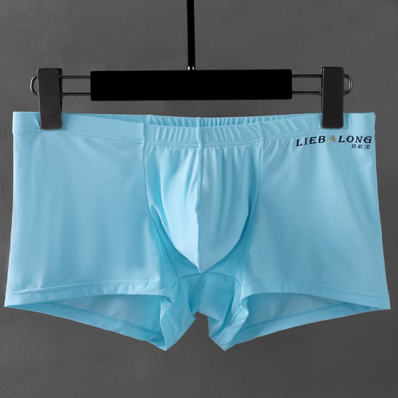 Men's Ice Silk Boxer Shorts Double Layer Big Pouch Sexy Four Corner Underwear Comfortable Breathable Underpants