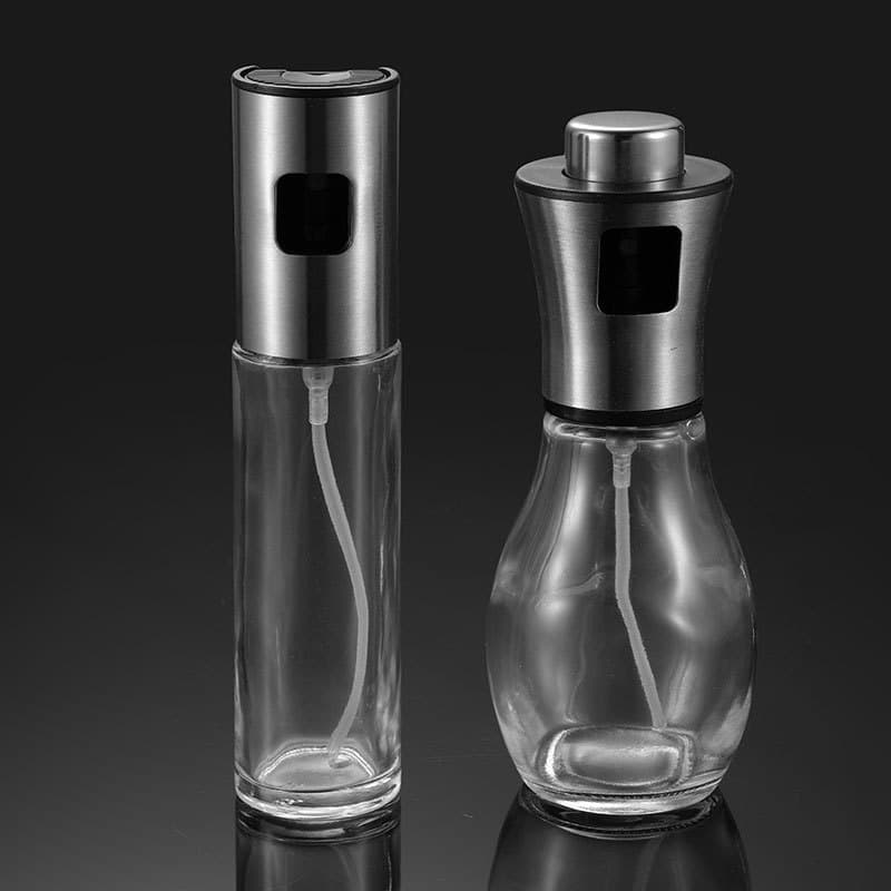 EN 304 Stainless Steel Oil Sprayer for Grilling, Glass Press-Type Olive Oil Dispenser, Kitchen Oil Tool
