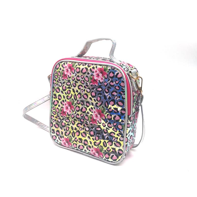 New Fashion Leopard Print Women's Shoulder Bag Shiny PVC Full Print Handbag Laser Square Bag Crossbody Bag
