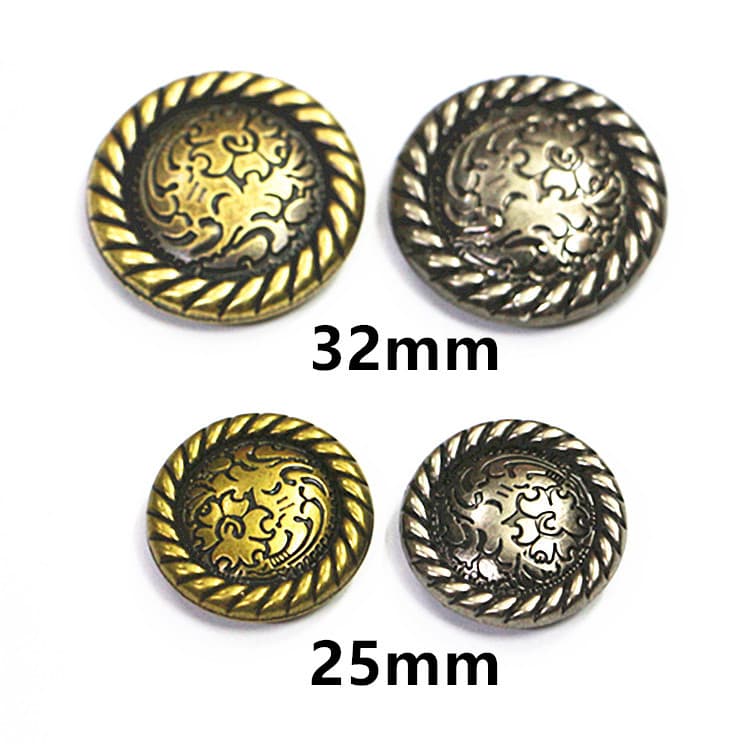 Factory Direct 25mm Floral Vine 32mm Coin Pocket Button Handmade DIY Leather Decorative Button Wallet Dollar Button Coin Button