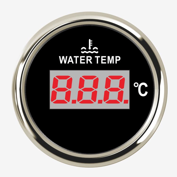 Round Digital Water Temperature Gauge 52mm 9-32V Inductive Radiator Temperature Gauge 40-120 Degrees with Red Backlight