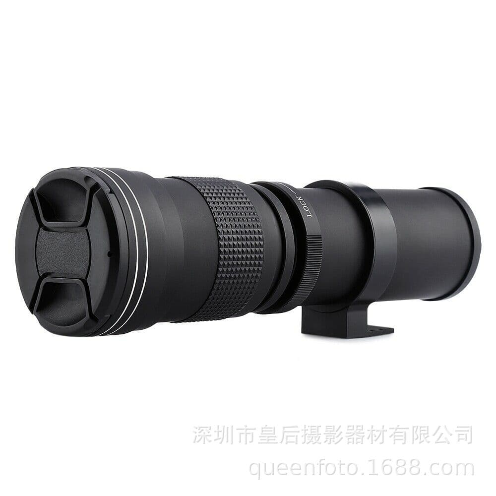 420-800mm zoom telephoto lens for Canon, Nikon, and Sony E-mounts; compatible with DSLRs.