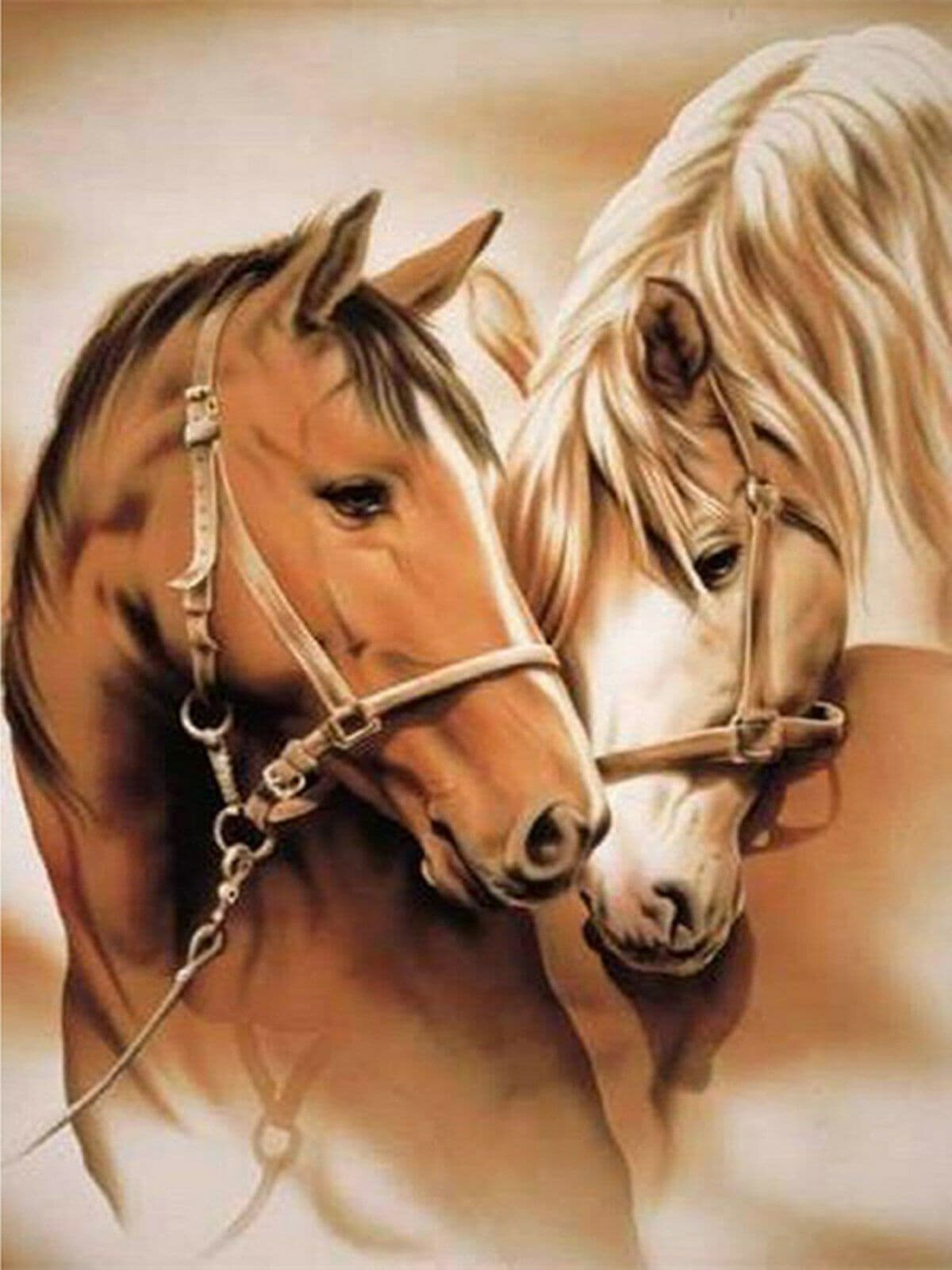 Wholesale Custom DIY Magic Round Diamond Painting Full Drill Two Horses Diamond Embroidery Cross Stitch