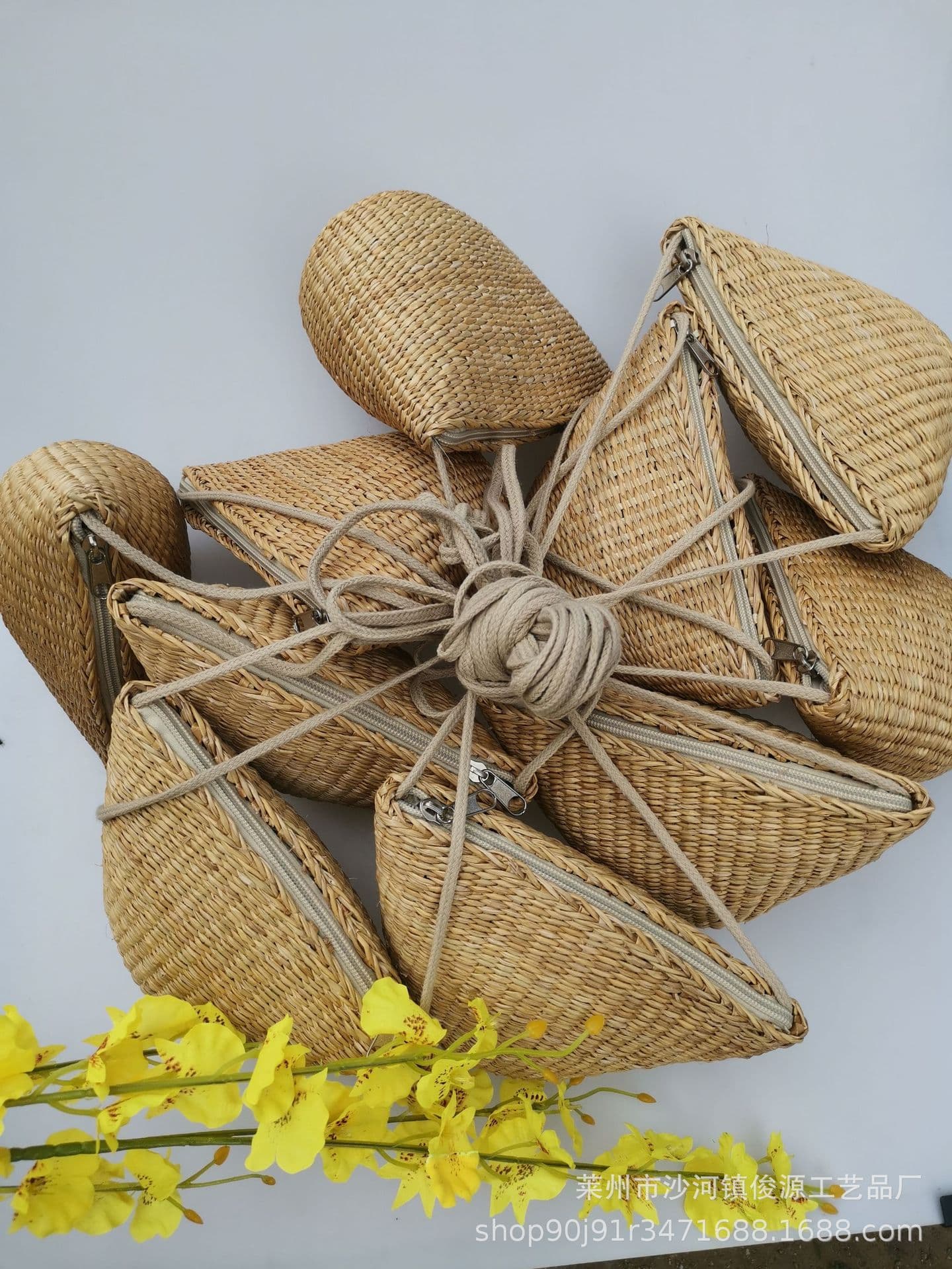 Simple Children's Straw Bag, Retro Korean Style Yellow Straw Woven Coin Purse