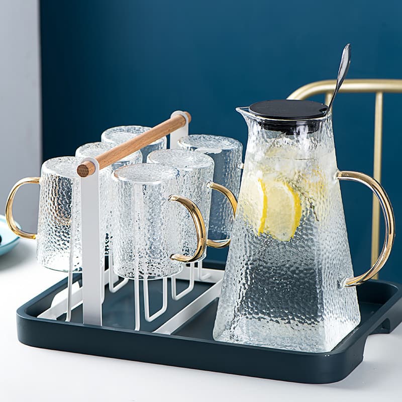 Nordic Glass Cold Water Pitcher Set, Heat-Resistant Glass Pitcher for Cold Tea, Water, and Boiled Water