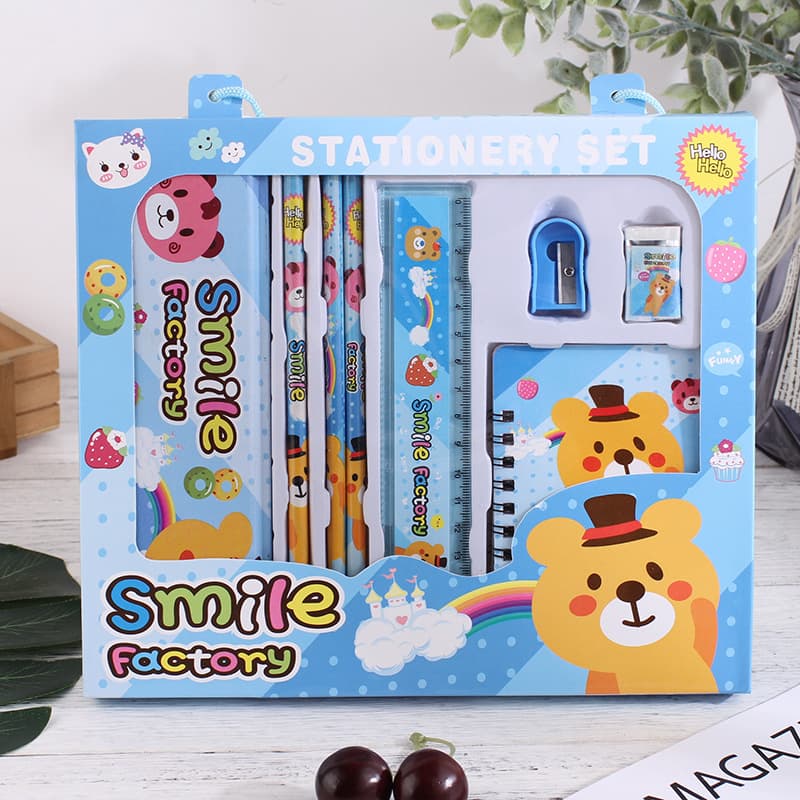 Cartoon Stationery Gift Set for Elementary School Activity Prizes, Kindergarten Birthday Gifts, Learning Supplies Gift Box