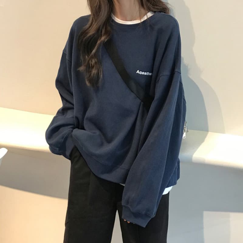 2025 Autumn New Korean Style Loose Letter Print Slimming Long Sleeve Sweatshirt for Female Students Thin Jacket Trendy Drop Shipping