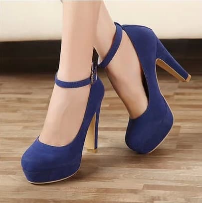 2020 Spring Korean Style Thin Heel Pumps Suede Shallow Mouth One-Strap Buckle Platform Round Toe Export Large Size Shoes