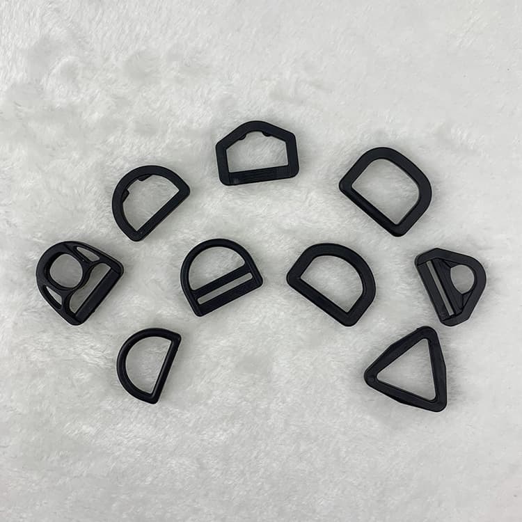 Factory Price Supply Luggage Fasteners POM Black D-Ring Backpack Adjustable Plastic Half-Round Buckle Triangle Buckle