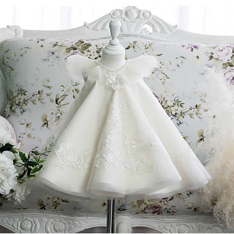 Baby Birthday Dress White Toddler Girl Princess Dress Children Party Gown Drop Shipping