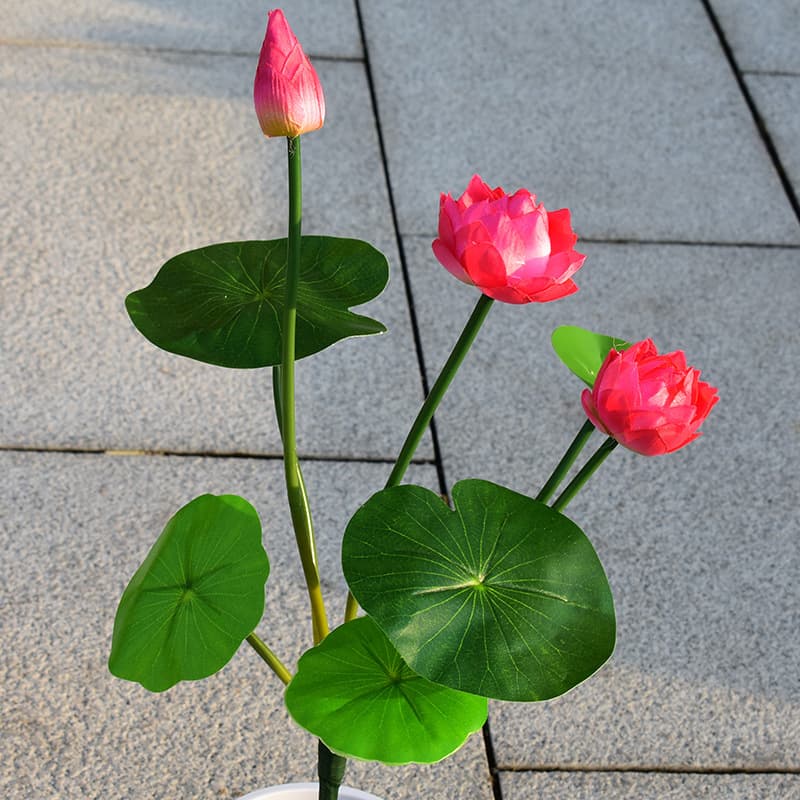 Small Lotus & Leaf Plastic Fake Flowers, Engineering Partition Decor Flower Arrangement Mini Lotus Bouquet