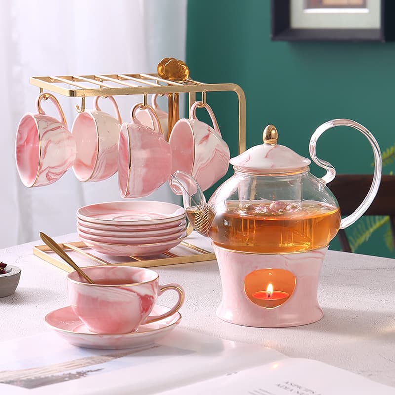 Flower Tea Set, Fruit Teapot, Glass Flower Teapot, English Afternoon Tea Set, Salon Candle Heating, Ceramic
