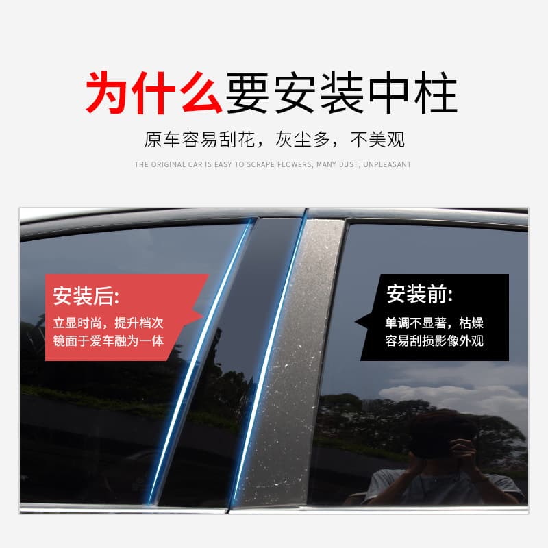 Suitable for BMW new G30/F150/f18G20/F30/E46/E90 bright black BC center pillar sticker modified window trim