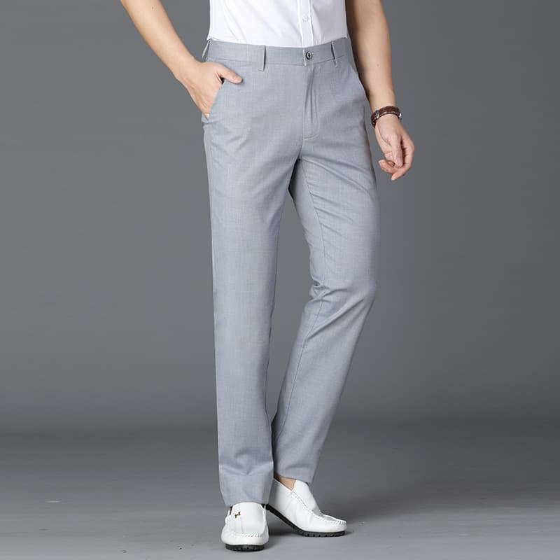Middle-aged men's linen casual pants, spring and summer thin men's pants, mid-waist middle-aged and elderly loose daddy straight pants