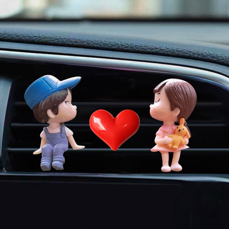 Car Vent Clip Perfume Holder Couple Creative Car Air Freshener Clip Cartoon Cute Interior Decoration for Women