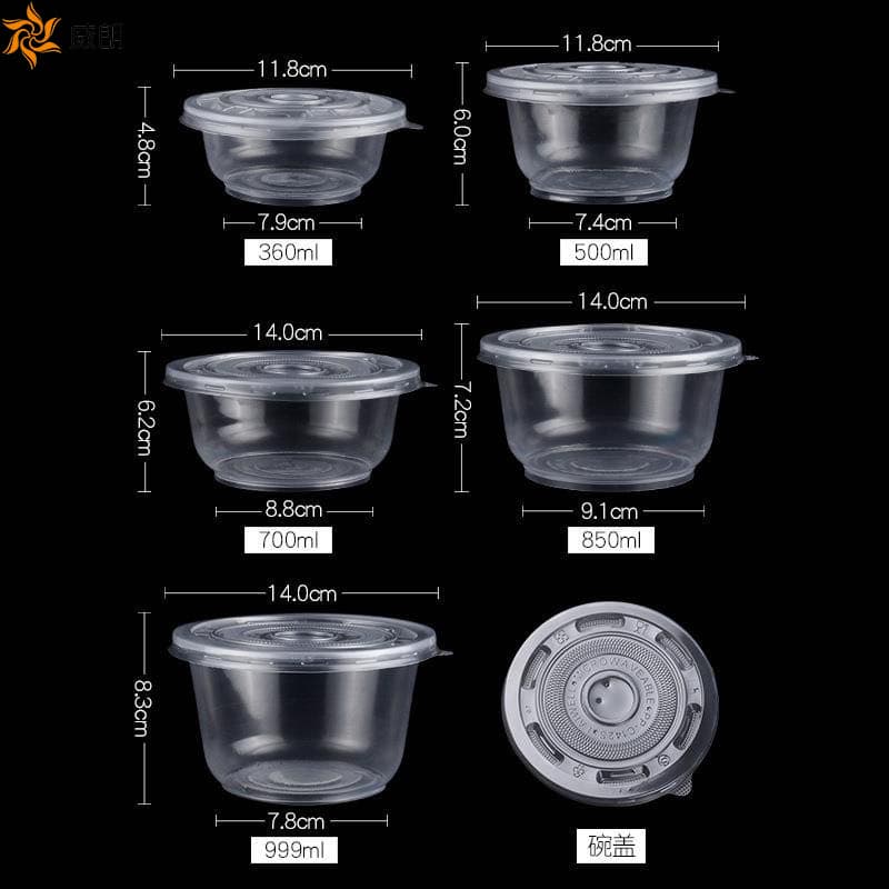 Disposable Plastic Bowl for Home, Takeout, Fast Food, Soup, and Porridge