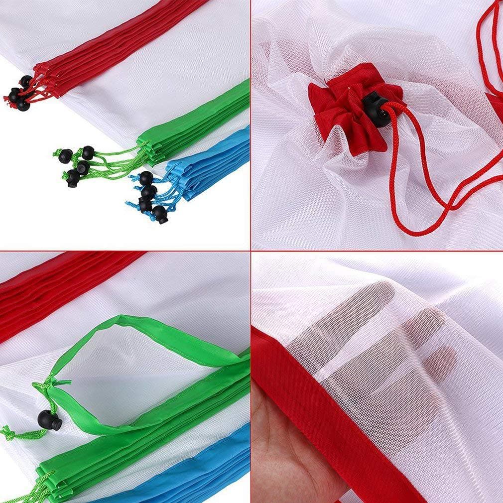 Factory wholesale hot seller drawstring fruit vegetable organic mesh bag, polyester drawstring mesh bag, hexagonal mesh bag
