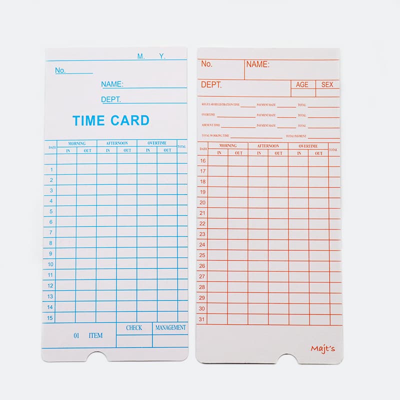 English Attendance Card Microcomputer Time Clock Punch Card Paper Time Card Attendance Paper Card Punch Clock Paper Card