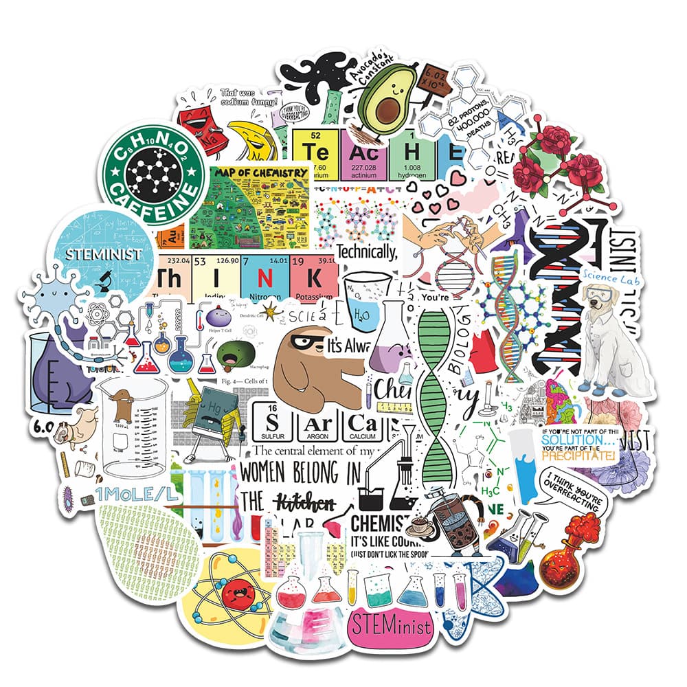 Chemistry Lab Cartoon Phone Case Notebook Decor Stickers Diary Journal Stickers Waterproof Graffiti Stickers
