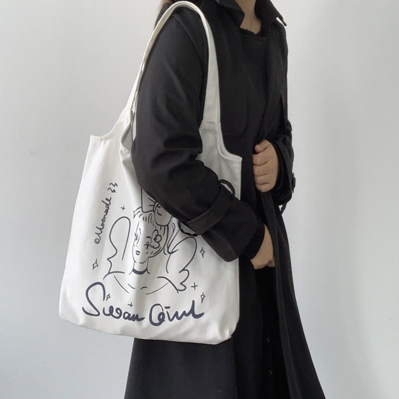 New style canvas bag women's shoulder vest bag large capacity cute Japanese Harajuku college student backpack tote bag ins