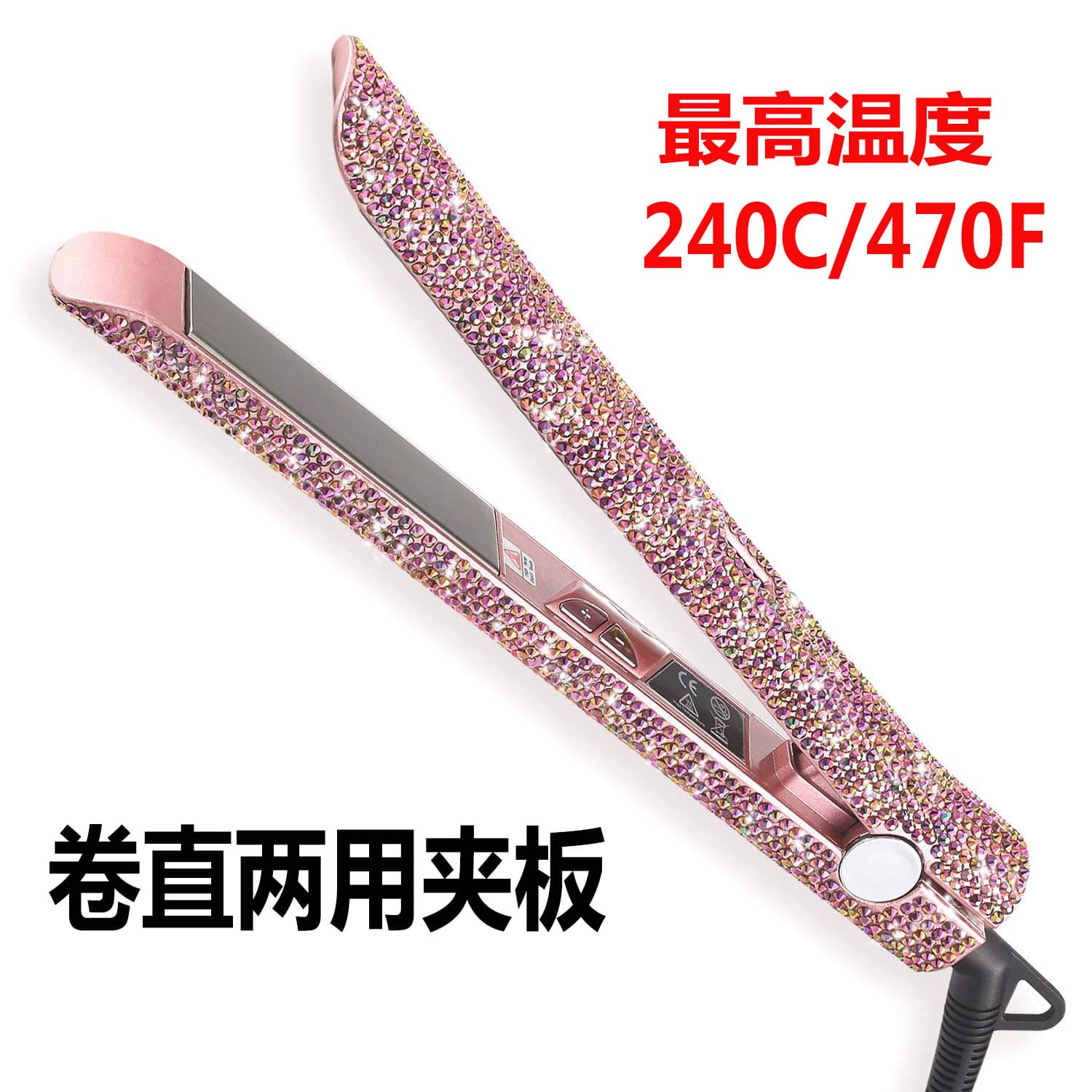 Factory Direct Amazon Rhinestone Curling and Straightening Hair Straightener Electric Ceramic Curling Iron Smoothing Flat Iron