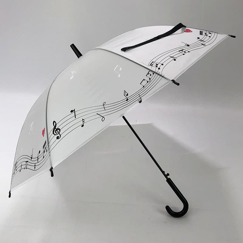 Creative Music Note Umbrella, Piano Key Staff Print Sun and Rain Umbrella Semi-Transparent Eco-Friendly EVA Straight Rod Automatic Umbrella