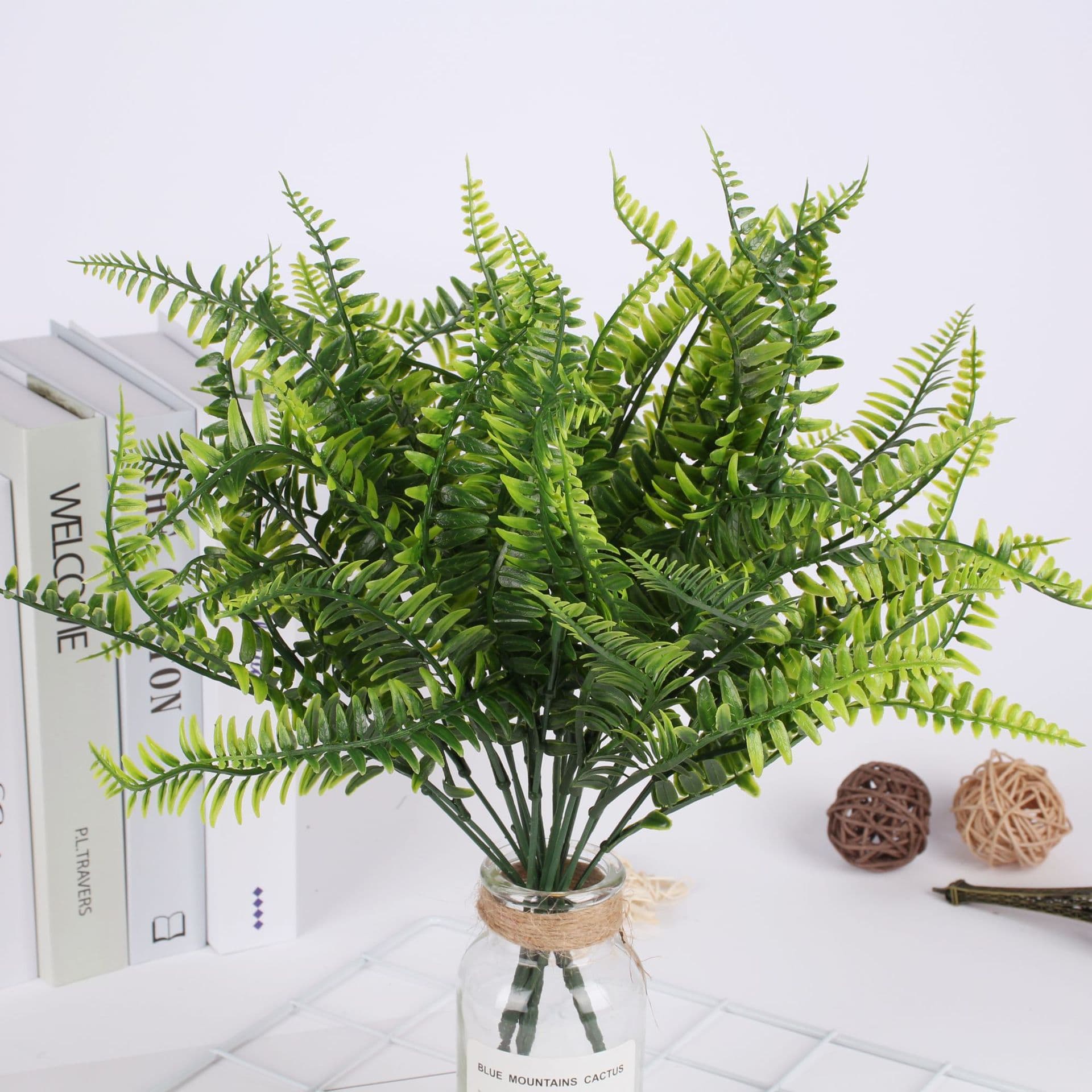 7-forked Persian grass, plant wall material, artificial fern, green plant fence grass