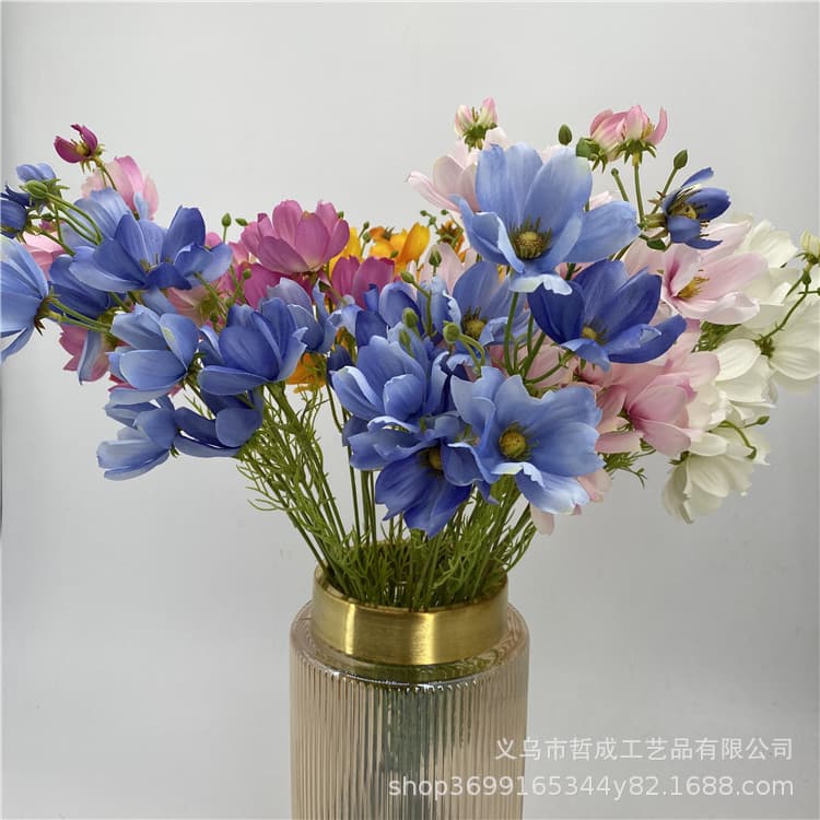 Artificial Flower Arrangement for Living Room, Silk Flowers, Tall Stem Artificial Cosmos and Galsang Flowers, Whole Floral Decor for Living Room, Study, Dining Room