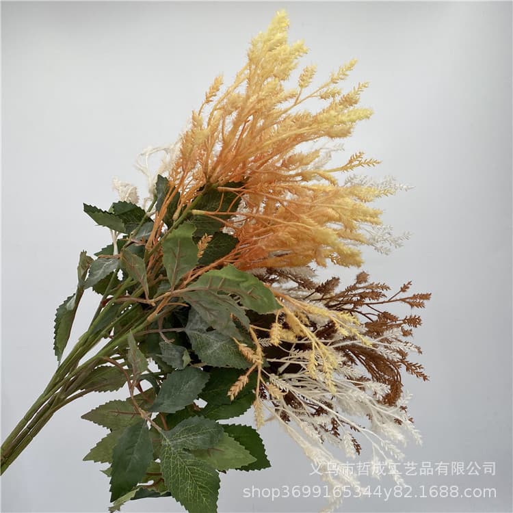 Brown-themed wedding floral decor, artificial flowers for autumn wedding ceiling, stage flower rows, background wall, and arch