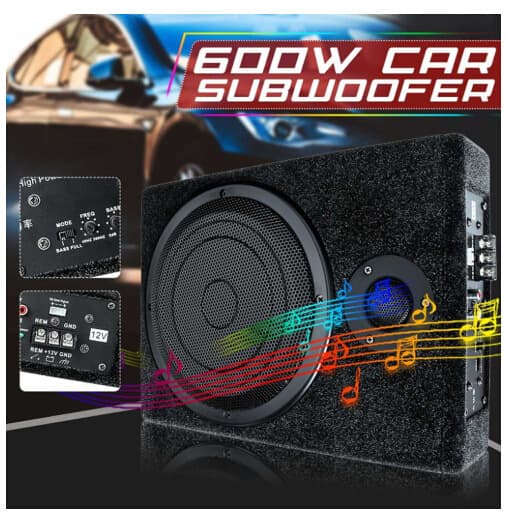 Cross-border Car 8-inch 12V Ultra-thin Subwoofer with Tweeter and Woofer, Wooden Built-in High-power Heavy Bass Car Subwoofer