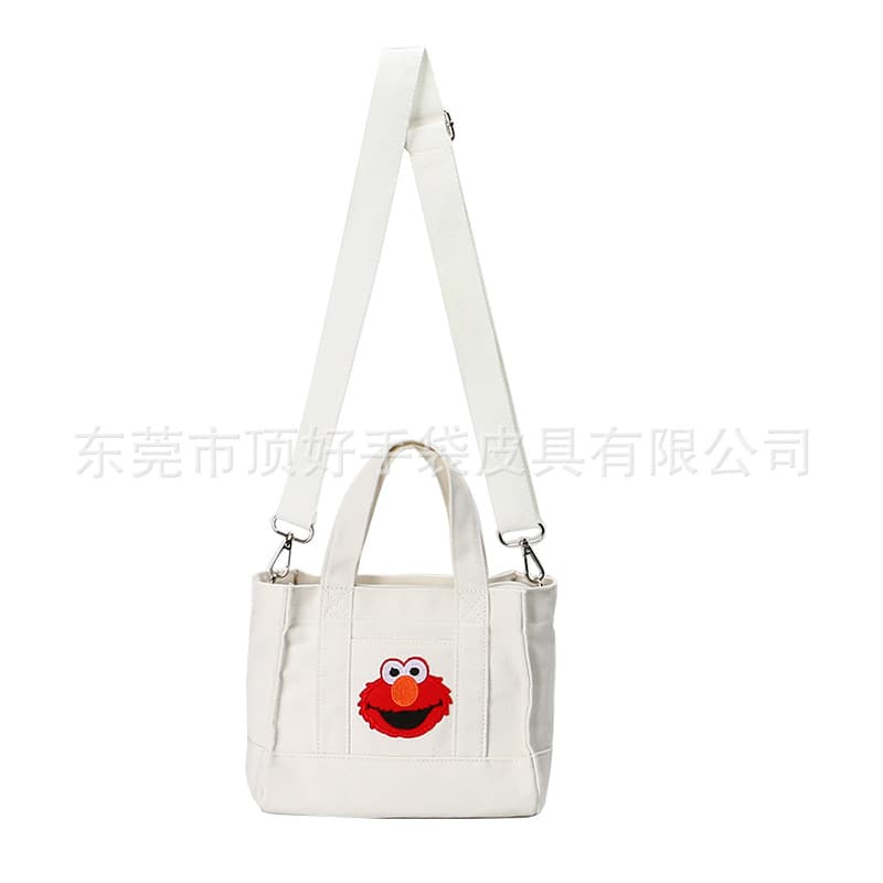Korean-style simple canvas shoulder bag, white eco-friendly canvas crossbody bag, women's canvas tote bag
