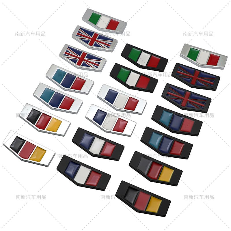 Shield Shaped Metal Car Badges Italian French German National Flags Stickers Auto Decals High Quality China Manufacturer