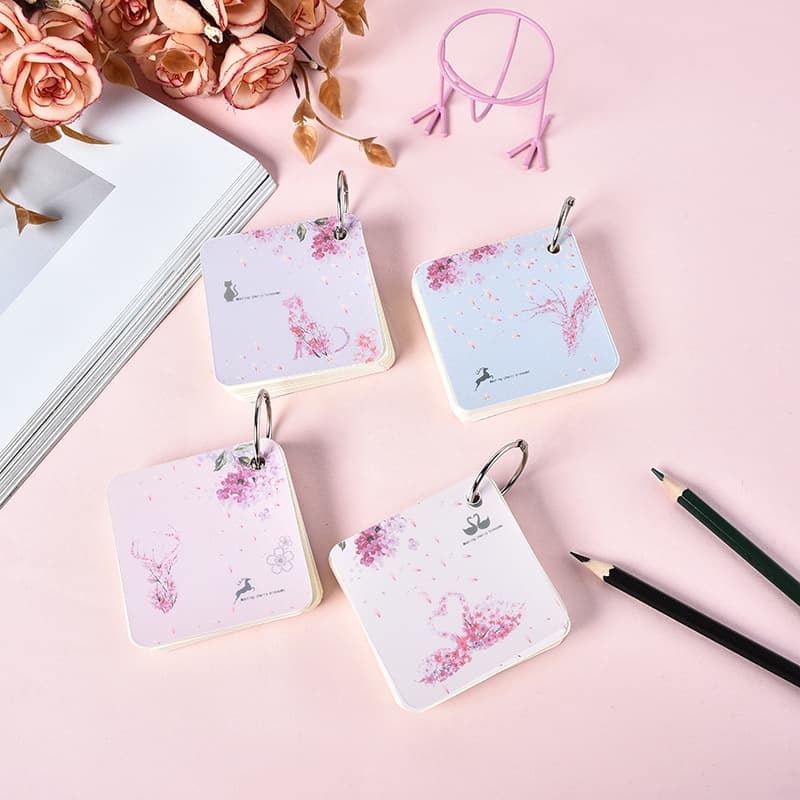 [Xianke] Square Activity Ring Notebook Portable Mini Palm-Sized Word Book Sticky Note Draft Paper