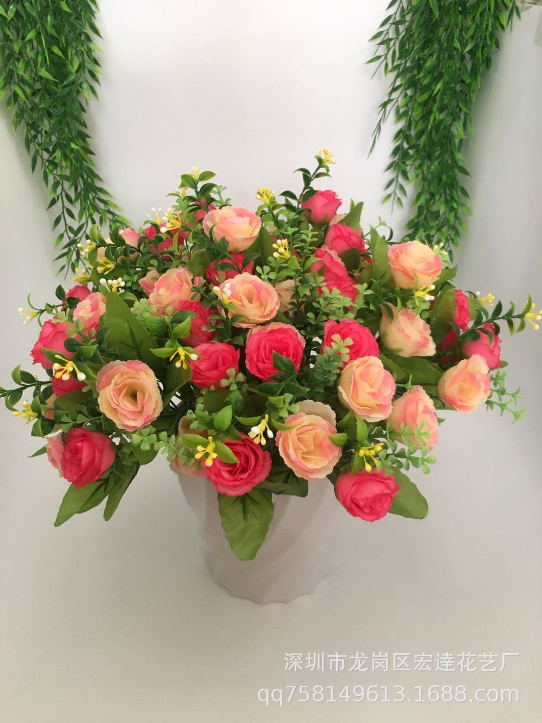 Factory Direct Sale Simulation Flower Plant Living Room Display Outdoor Decoration, Simulation Rose, 5-Head Green Hibiscus Bud