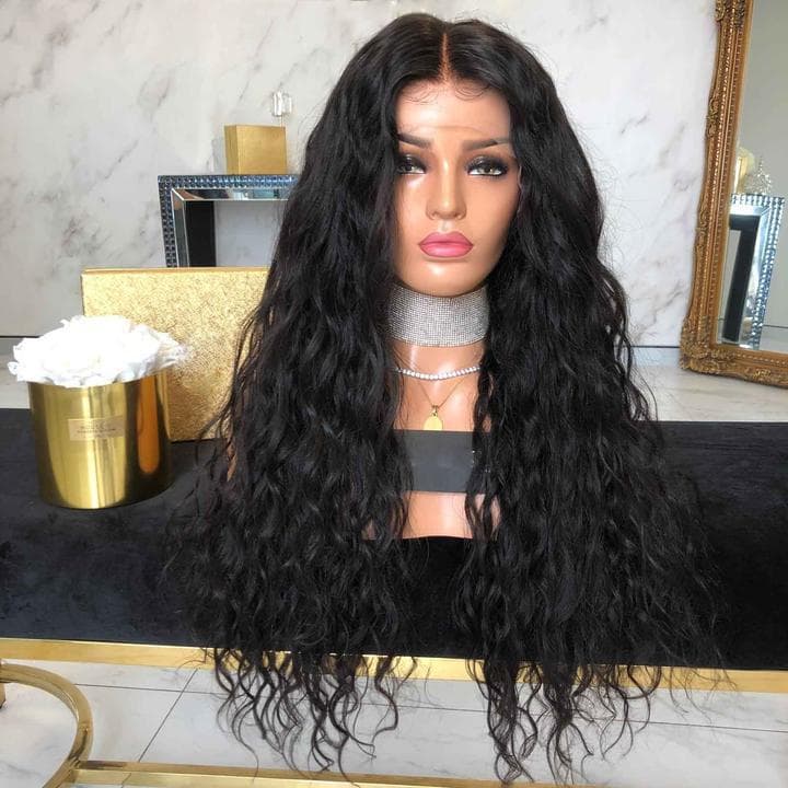 Cross-border new hot style women's long hair, corn perm instant noodles, middle-parted long curly hair, black chemical fiber African small curly wig