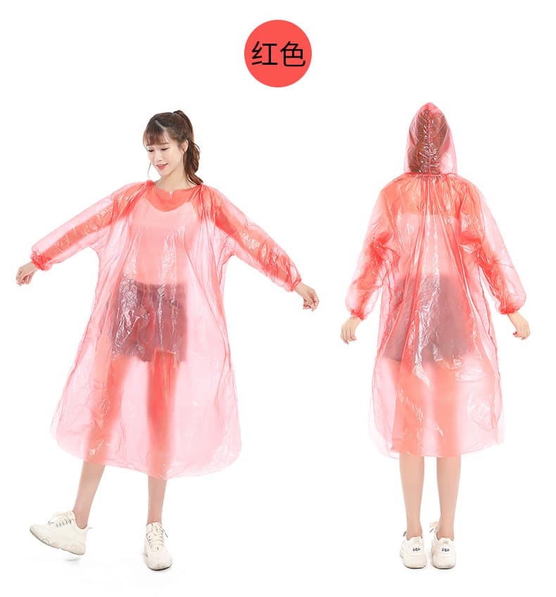 Wholesale Supply Disposable One-Piece Elastic Sleeve Hiking Mountaineering Raincoat Portable Hooded Poncho Ready Stock