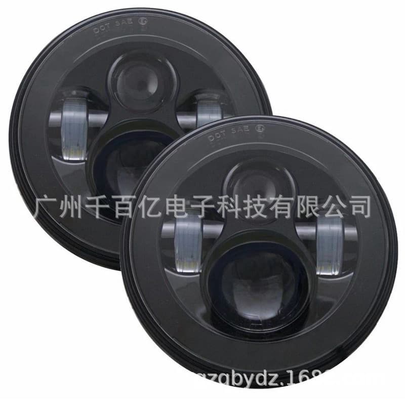 Suitable for Jeep Wrangler 7-inch LED headlights, Harley-Davidson motorcycle LED headlights, dual-color halo headlight retrofit.