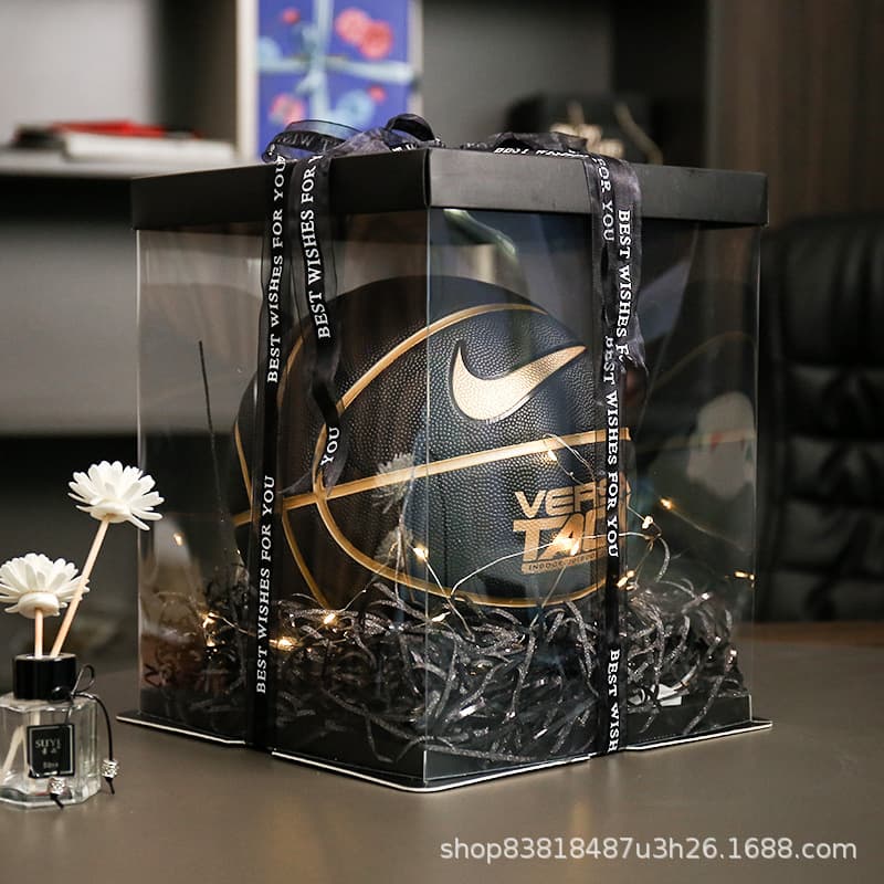 Ins-style Basketball Gift Box Transparent Square Birthday Gift Box for Boyfriend Size 7 Ball Packaging Storage Empty Box