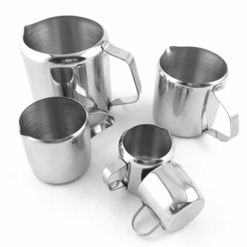 Stainless Steel Pull-Flower Cup Milk Cup Straight Coffee Sharp-Nosed Milk Canister Froth Mug Small Canister Condensed Honey