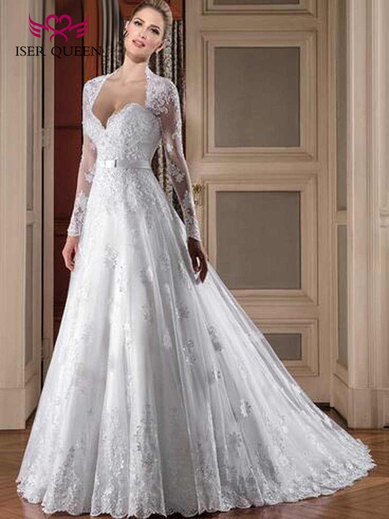New 2020 Long Sleeve Lace Off-Shoulder Deep V Wedding Dresses