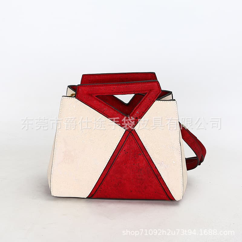 Designer original solid wood shoulder bag, waterproof and eco-friendly cork tote bag, creative patchwork crossbody bag.