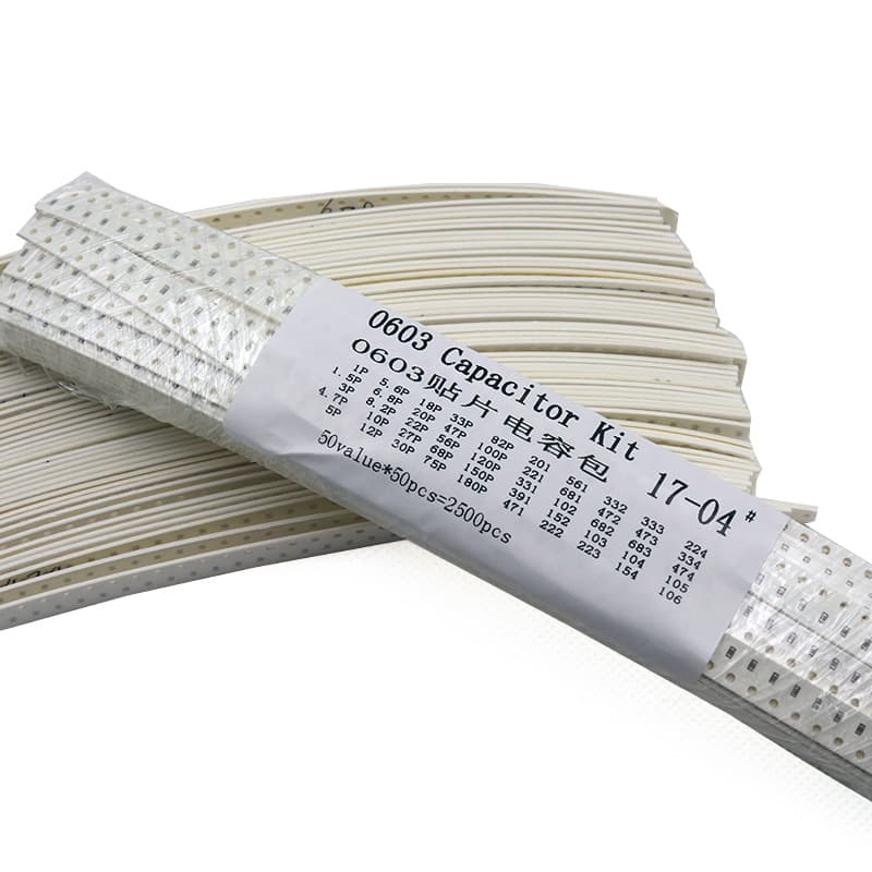 Free Shipping 0603 SMD Capacitor Assortment 1P~10UF Common Capacitances 50 Types, 50 Each, Total 2500 Pieces