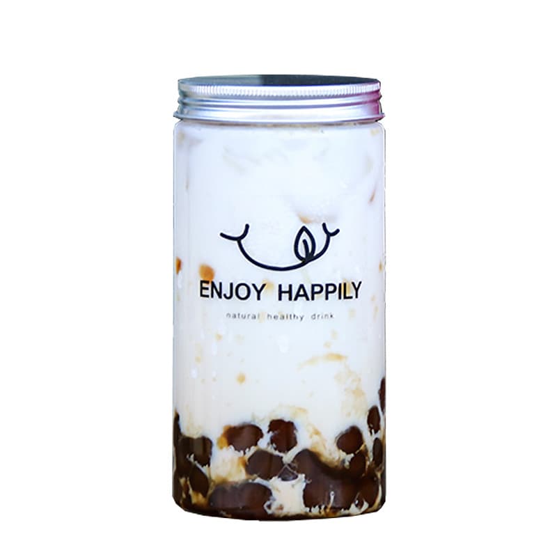 PET Plastic Milk Tea Bottle Food Container 500ML Straight-Sided Disposable Beverage Bottle, Transparent with Lid, Customizable Logo