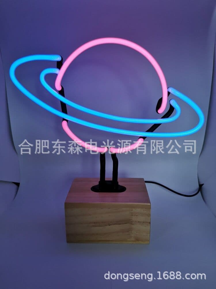 Supply of large wooden base Saturn ring neon lights.