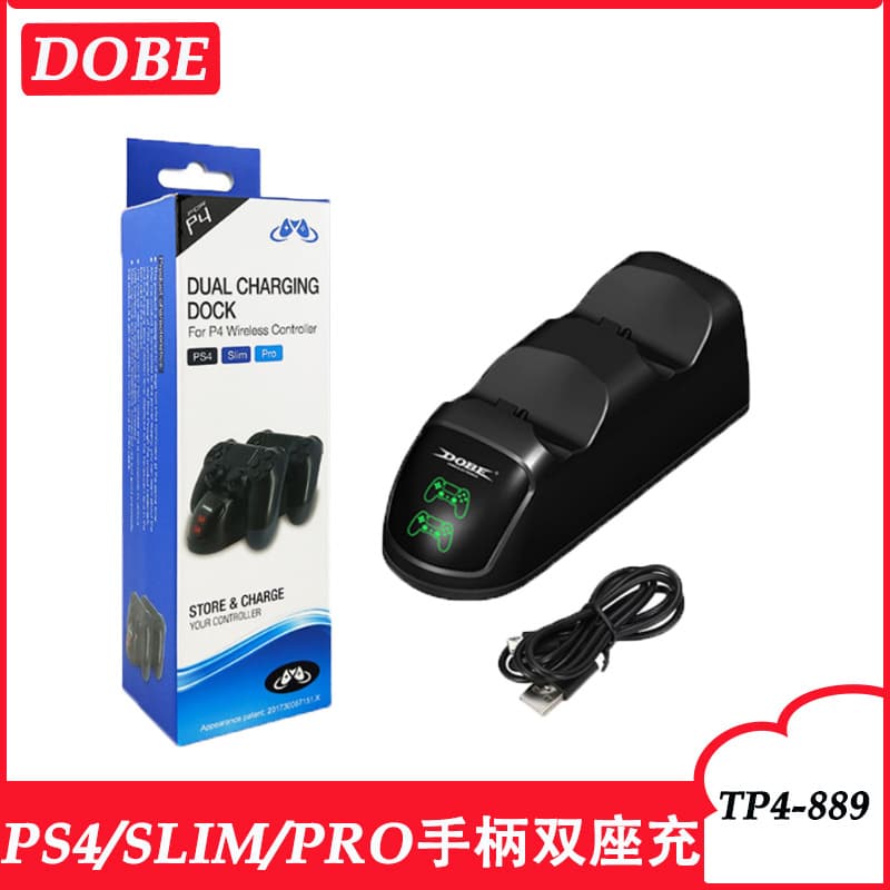PS4 Wireless Controller LED Charging Station, Compatible with PS4 Pro, PS4 Slim, and PS4, Dual Controller Charger